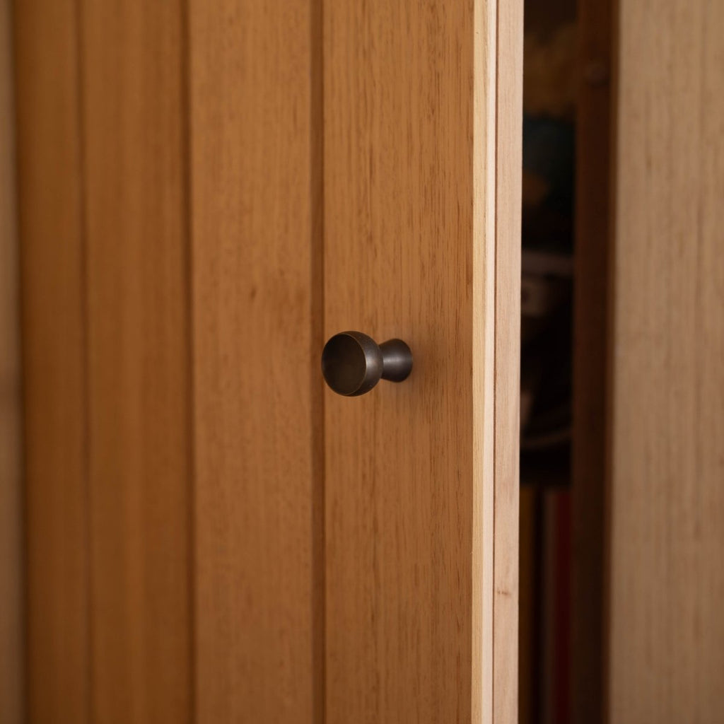 Goblet, Aged Brass | Modern wooden door handle | IN - TERIA
