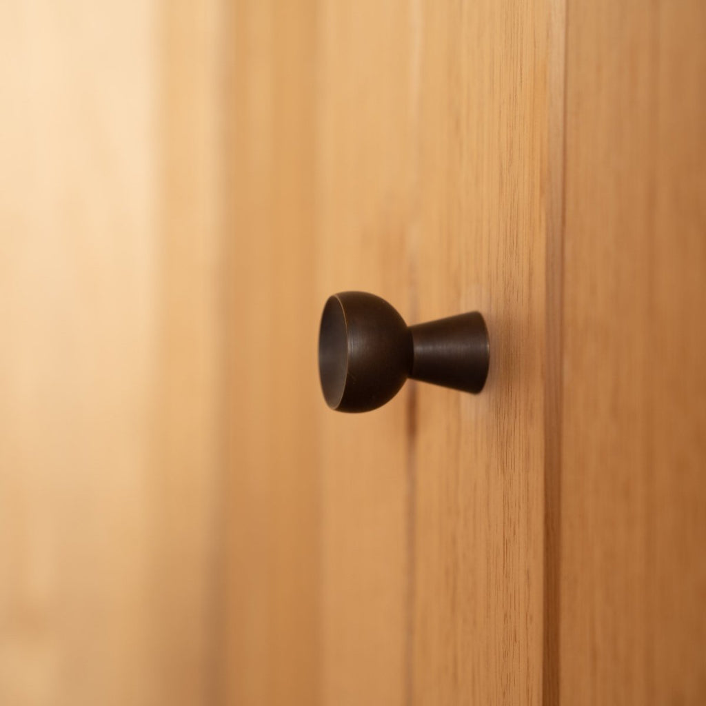Goblet, Aged Brass | Modern wooden door handle | IN - TERIA