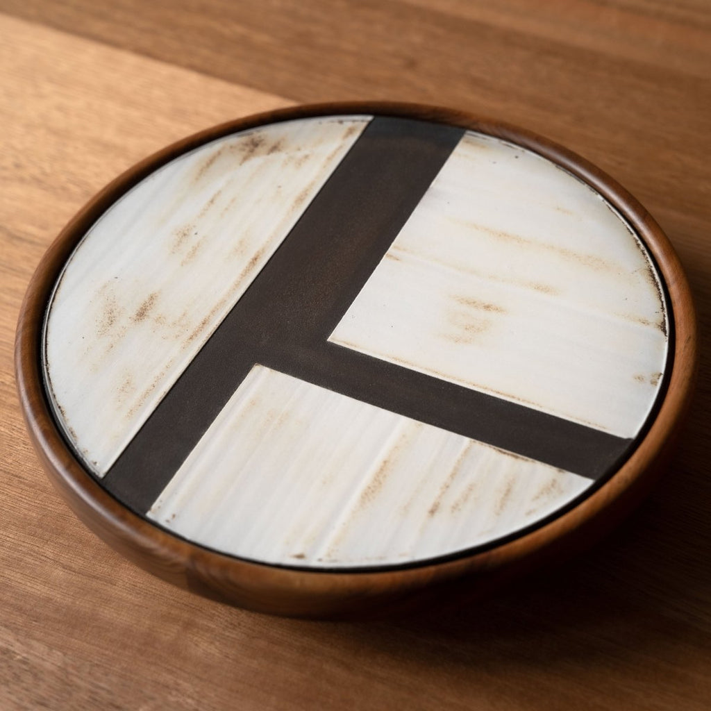Graphic Play by IN - TERIA & Lindsey Wherrett Ceramics | Modern wooden door handle | IN - TERIA