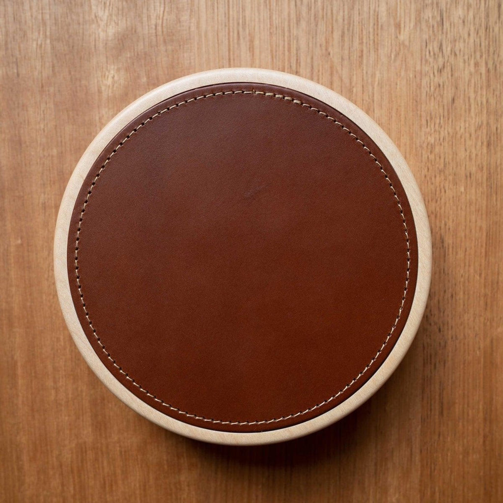 Kiosk by IN-TERIA, O-Series, Neap (Leather) 150mm diam., American Rock Maple | Modern wooden door handle | IN-TERIA