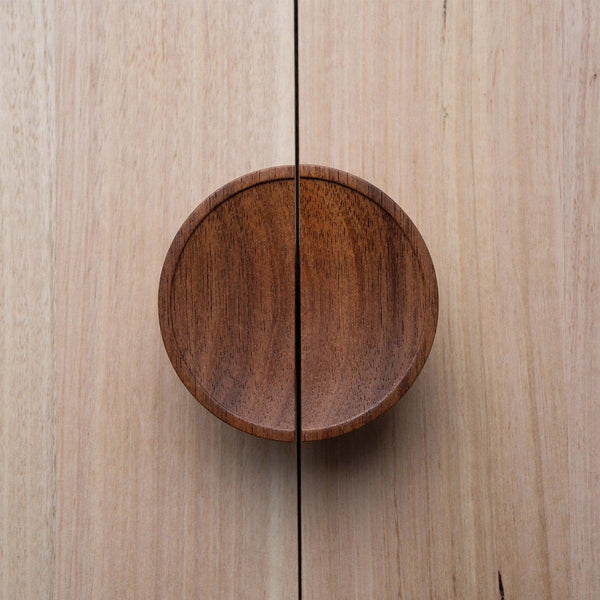 Kiosk by IN-TERIA, O-Series, Split (Big O) 90mm diam., Tasmanian Blackwood | Modern wooden door handle | IN-TERIA